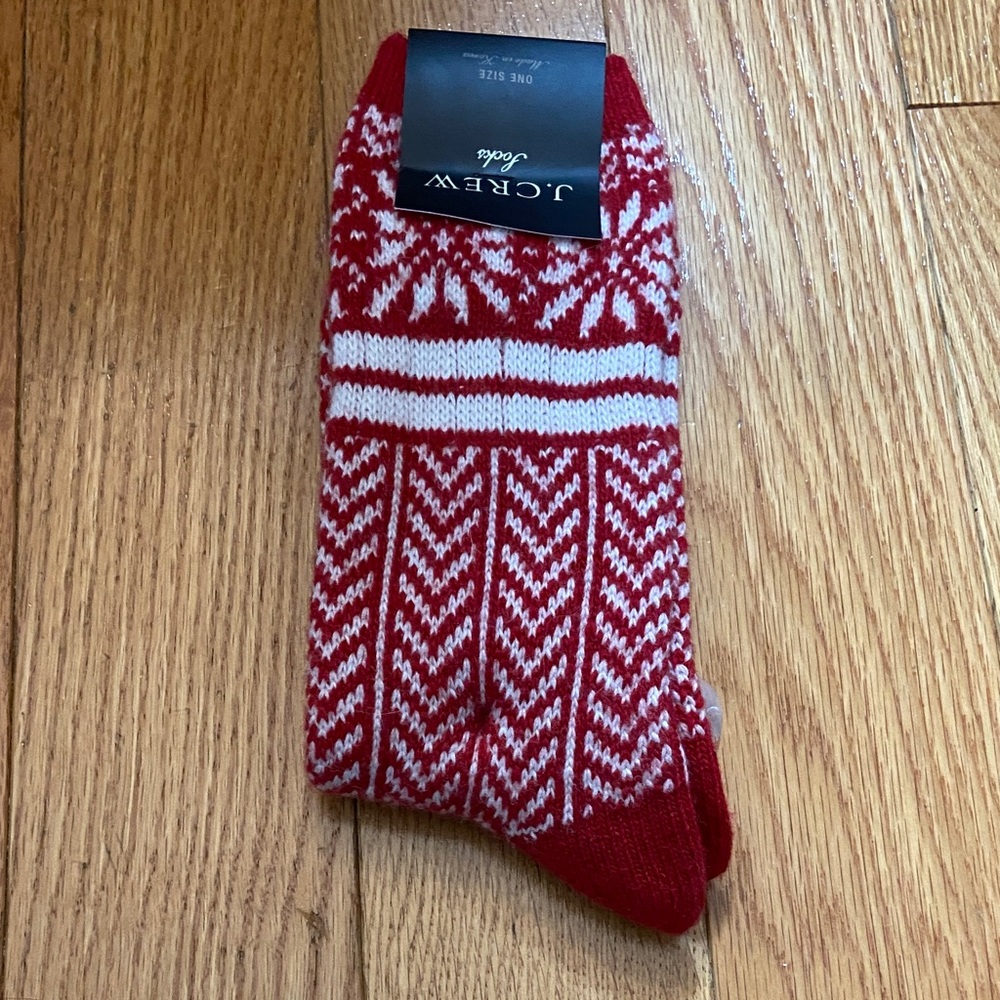 J. Crew Festive Red and White Knit Socks for Women rayon/wool blend